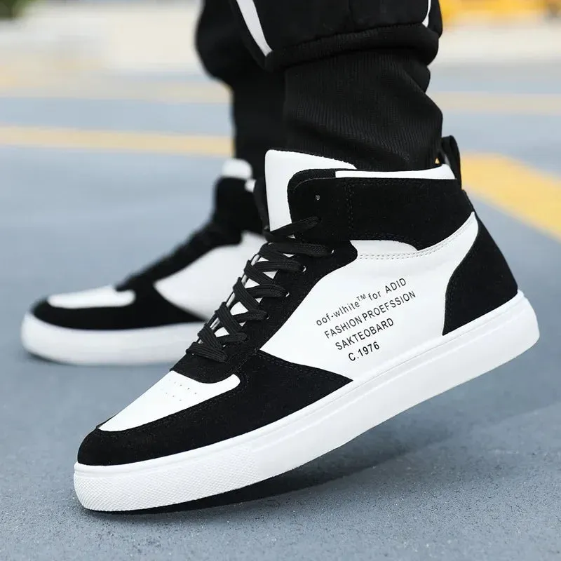 Panda Fashion Board Shoes Men  New Trend Versatile Anti Slip High Top Sports Shoes Outdoor Travel Vacation Casual Shoes Soft