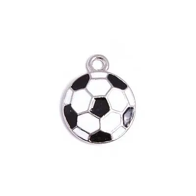 Pendant - Soccer Ball Epoxy 17mm Lead Free / Nickel Free Black/White/Silver