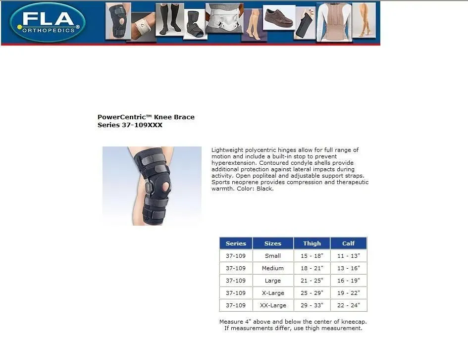 POWERCENTRIC COMPOSITE HINGED KNEE BRACE BLACK