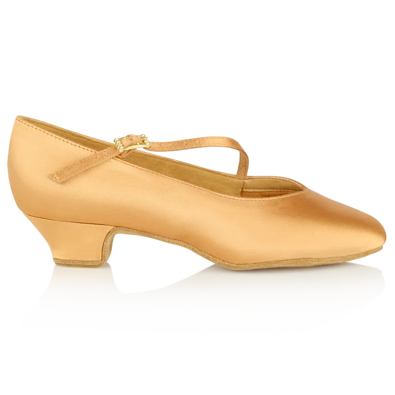 Ray Rose 206 Sunset Flesh Satin Girl's Standard Ballroom Dance Shoe with Diagonal Strap