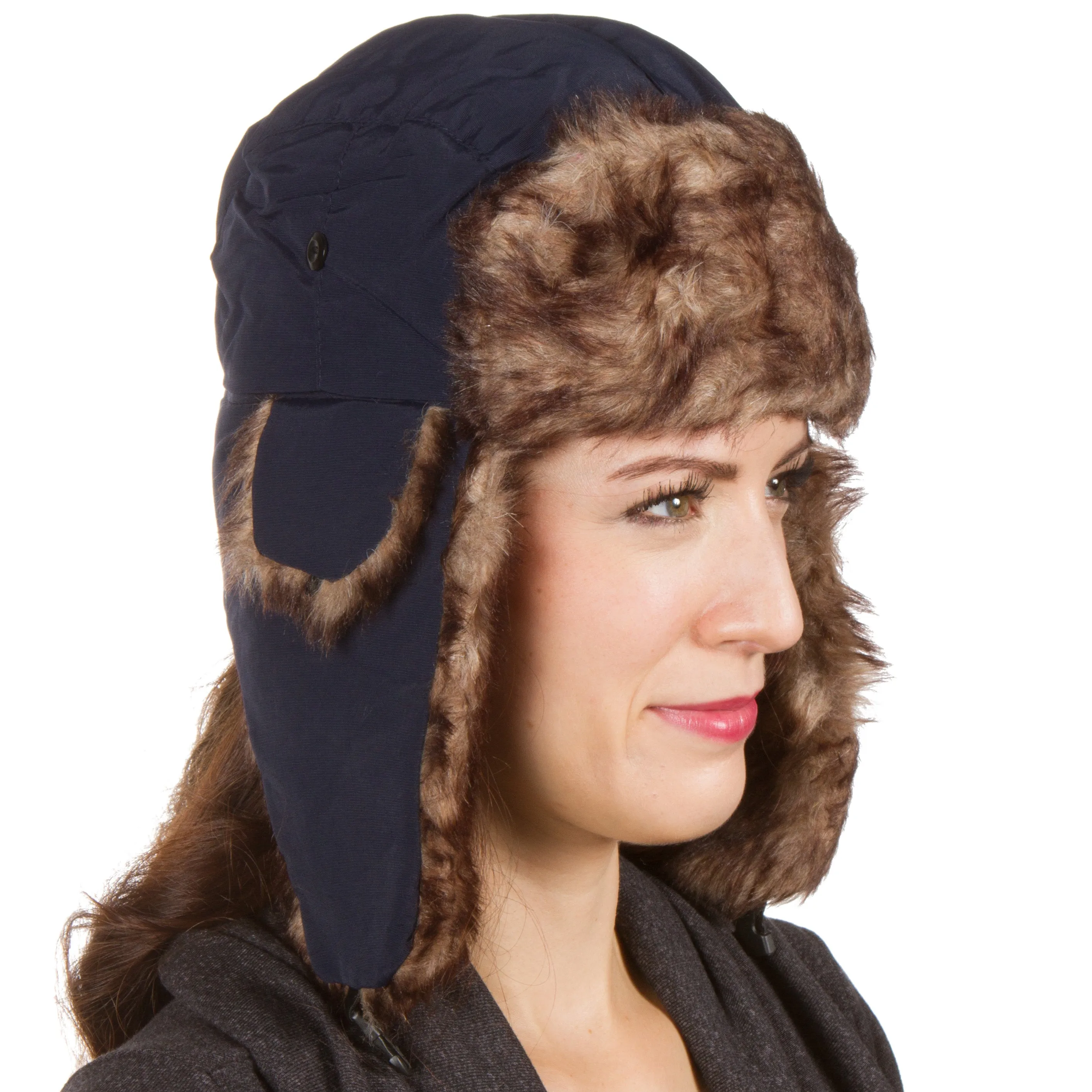 Sakkas Jamie Unisex Faux Fur Nylon Trooper Hat