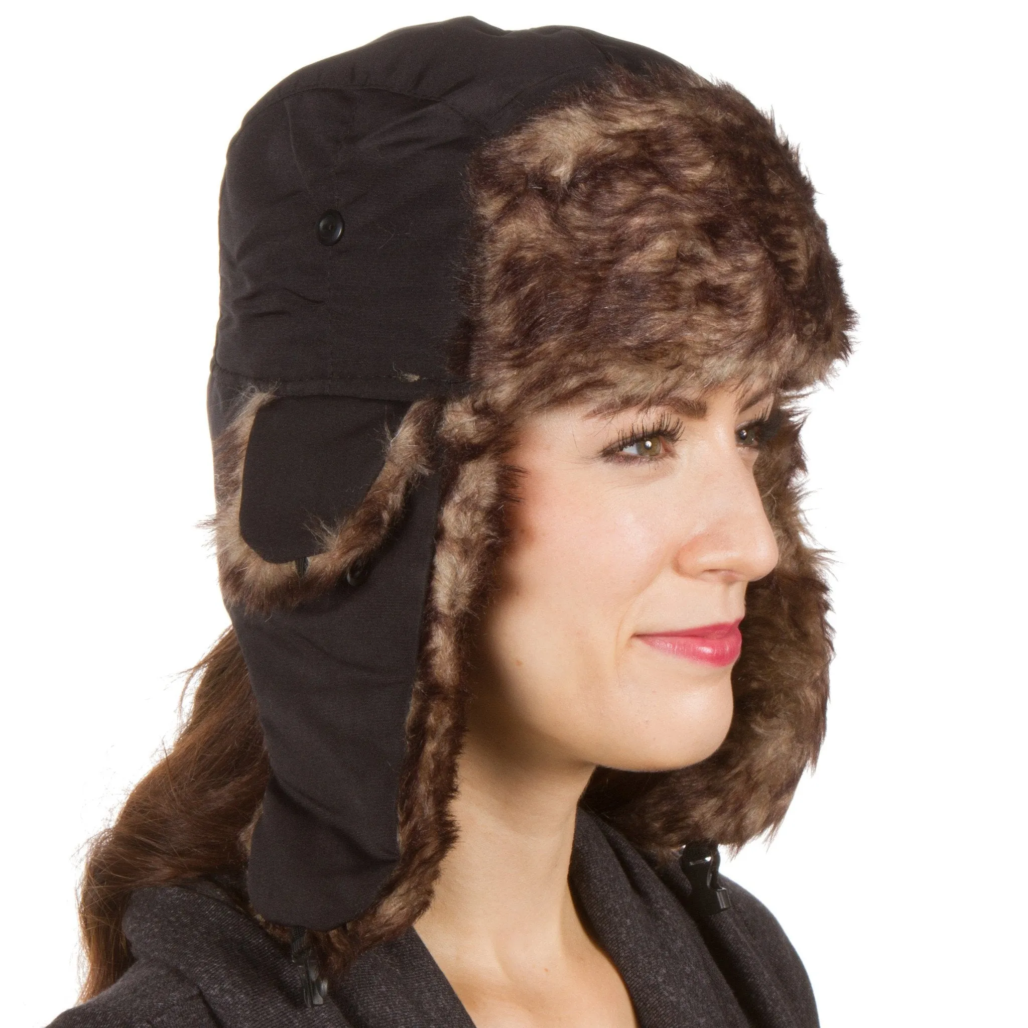 Sakkas Jamie Unisex Faux Fur Nylon Trooper Hat