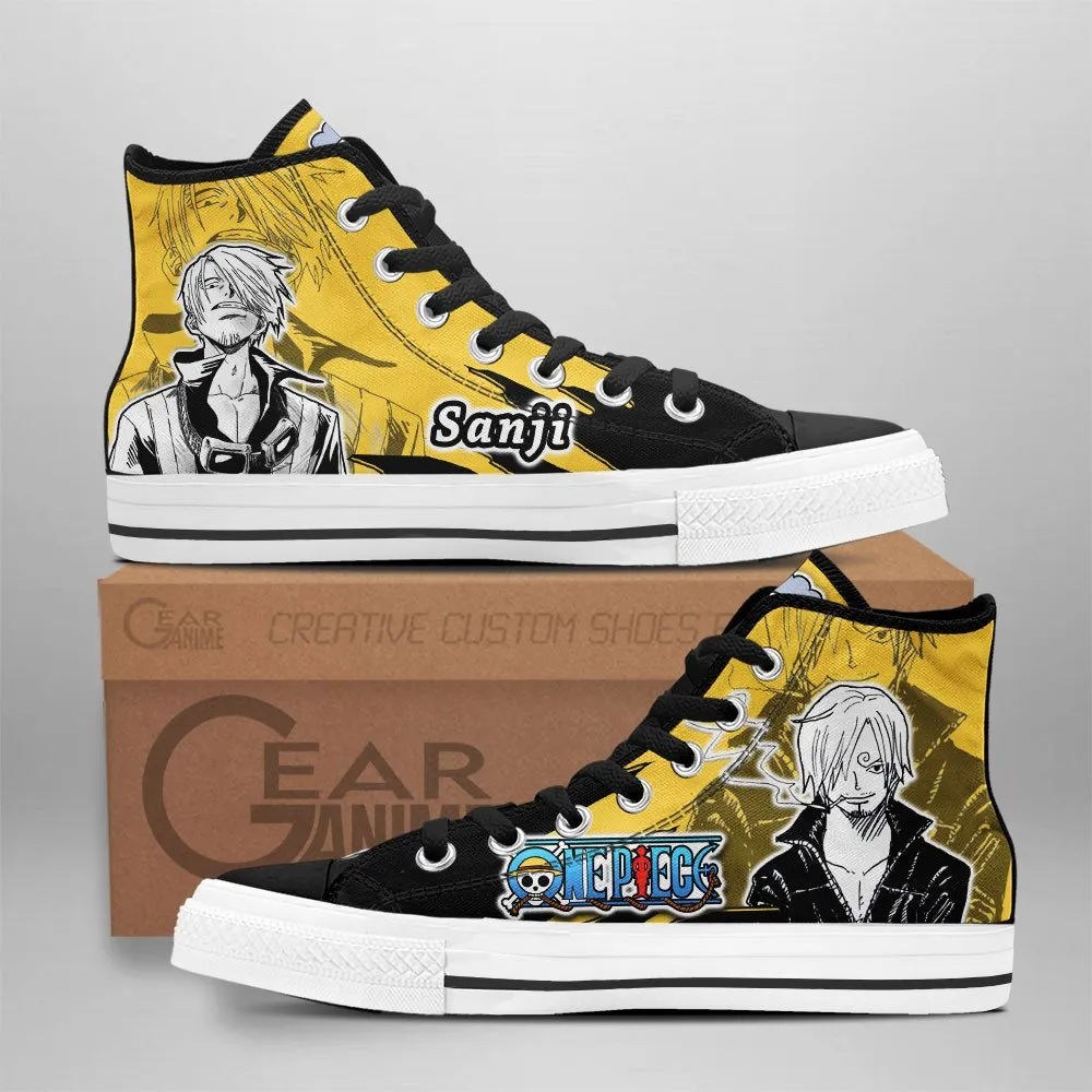 Sanji High Top Shoes OP Custom Anime Sneakers Mix Manga