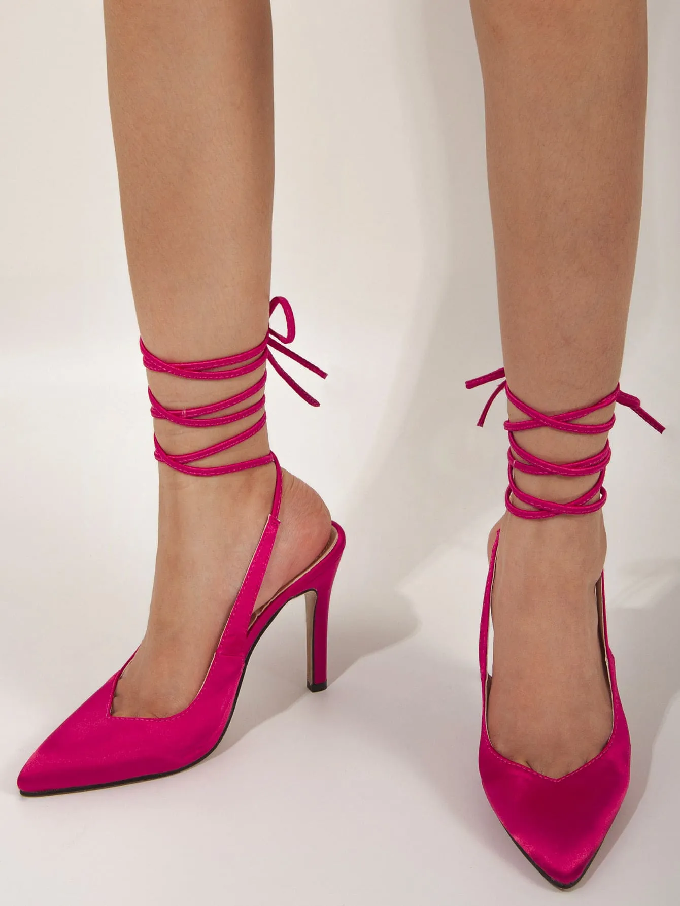 Satin Stiletto Gladiator Pumps