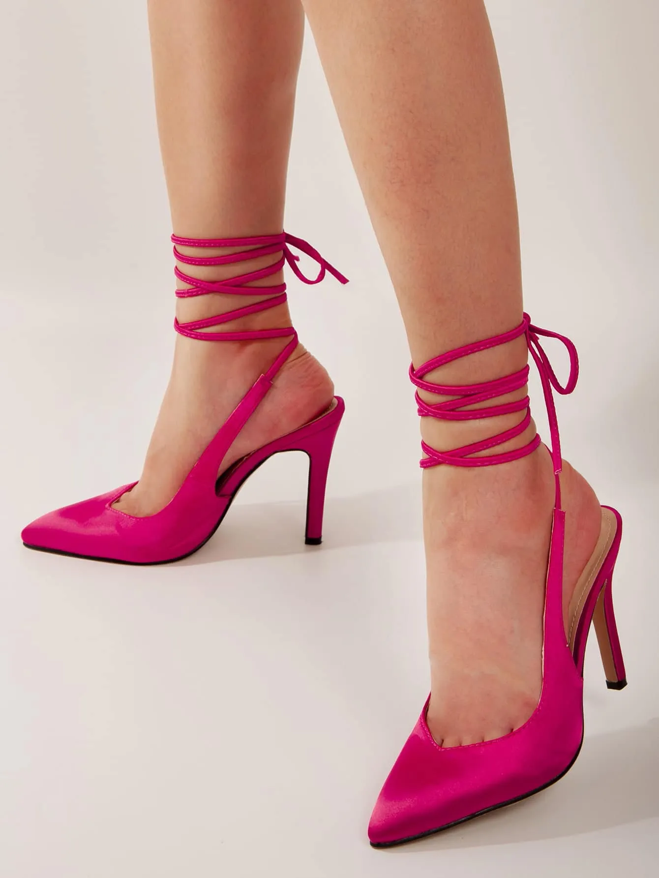 Satin Stiletto Gladiator Pumps