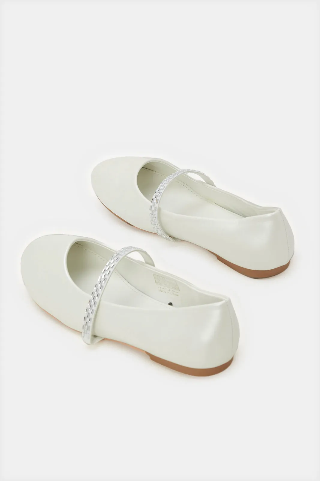 Senior Girls White Embellished Ballerina