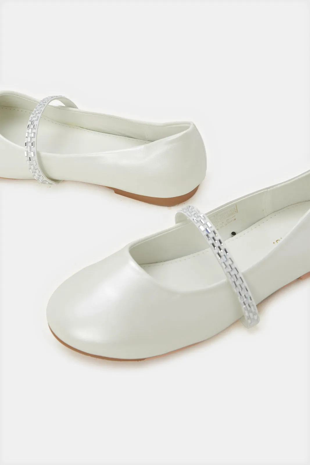 Senior Girls White Embellished Ballerina