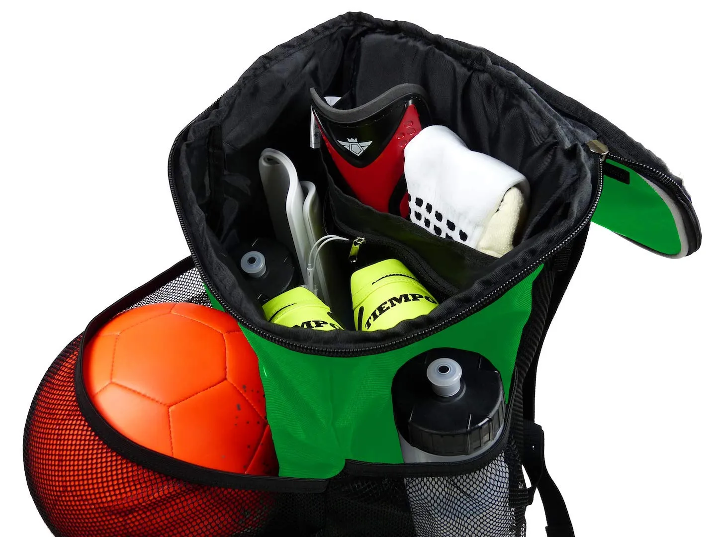 Soccer Backpack with Ball Holder Compartment - | Bag Fits All Soccer Equipment & Gym Gear (Black) (Green)