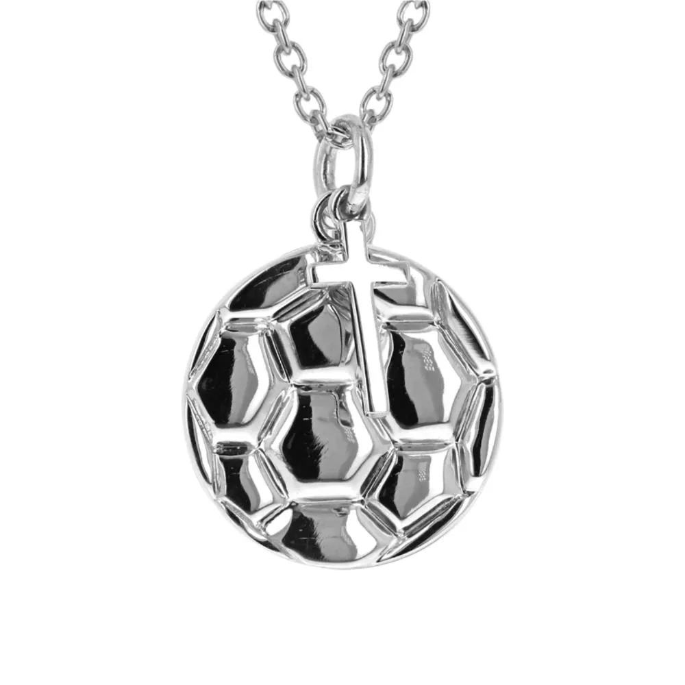 Soccer Ball Necklace With Dangle Cross | Gold