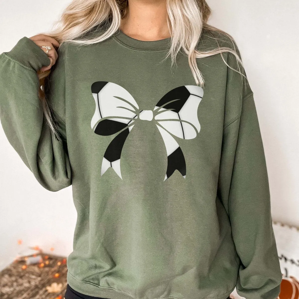 Soccer Large Bow Sweatshirt