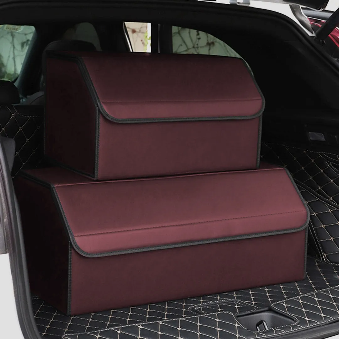 SOGA Leather Car Boot Collapsible Foldable Trunk Cargo Organizer Portable Storage Box Red Large