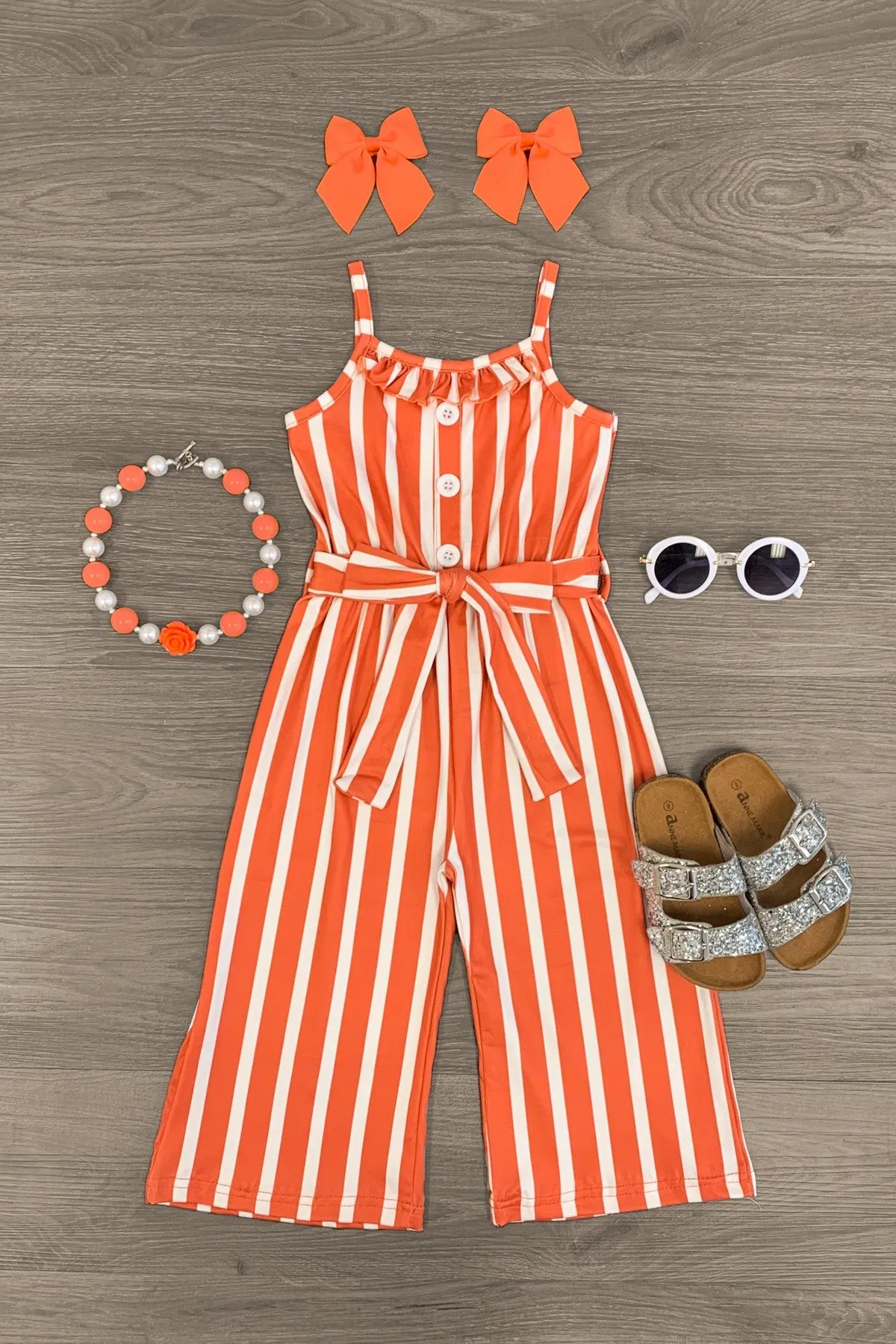 Striped Tie Waist Jumpsuit