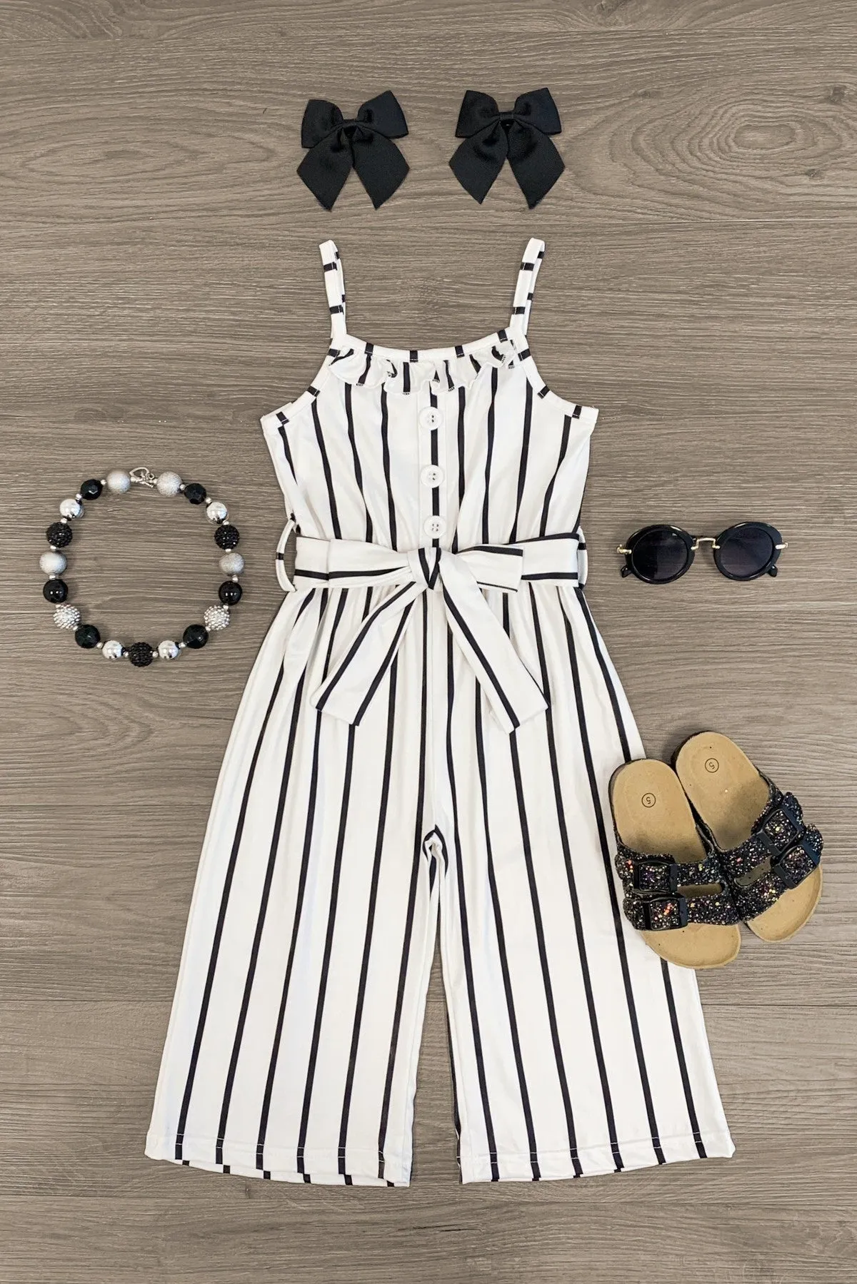 Striped Tie Waist Jumpsuit