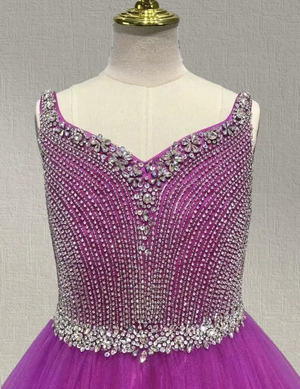 Stunning Beaded Bodice Purple Pagaent Ball Gown