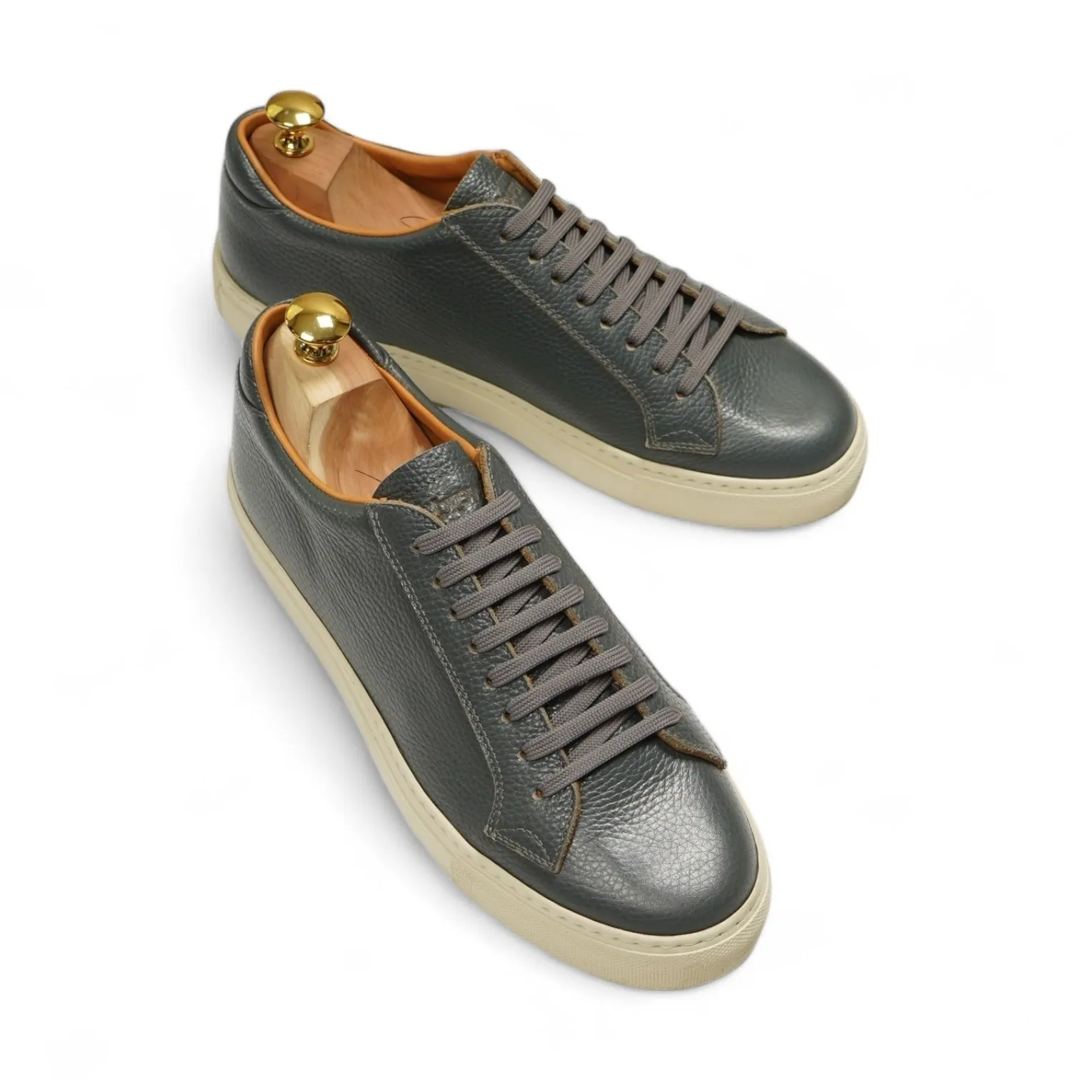 Sweyd - Steel Grey Grained Leather Sneakers EU 42