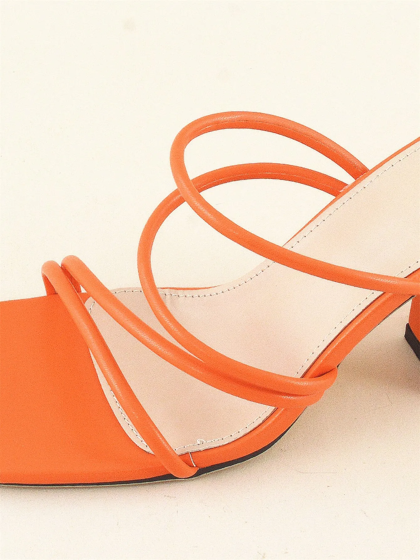 Thin Strap Chunky Heeled Mule Sandals