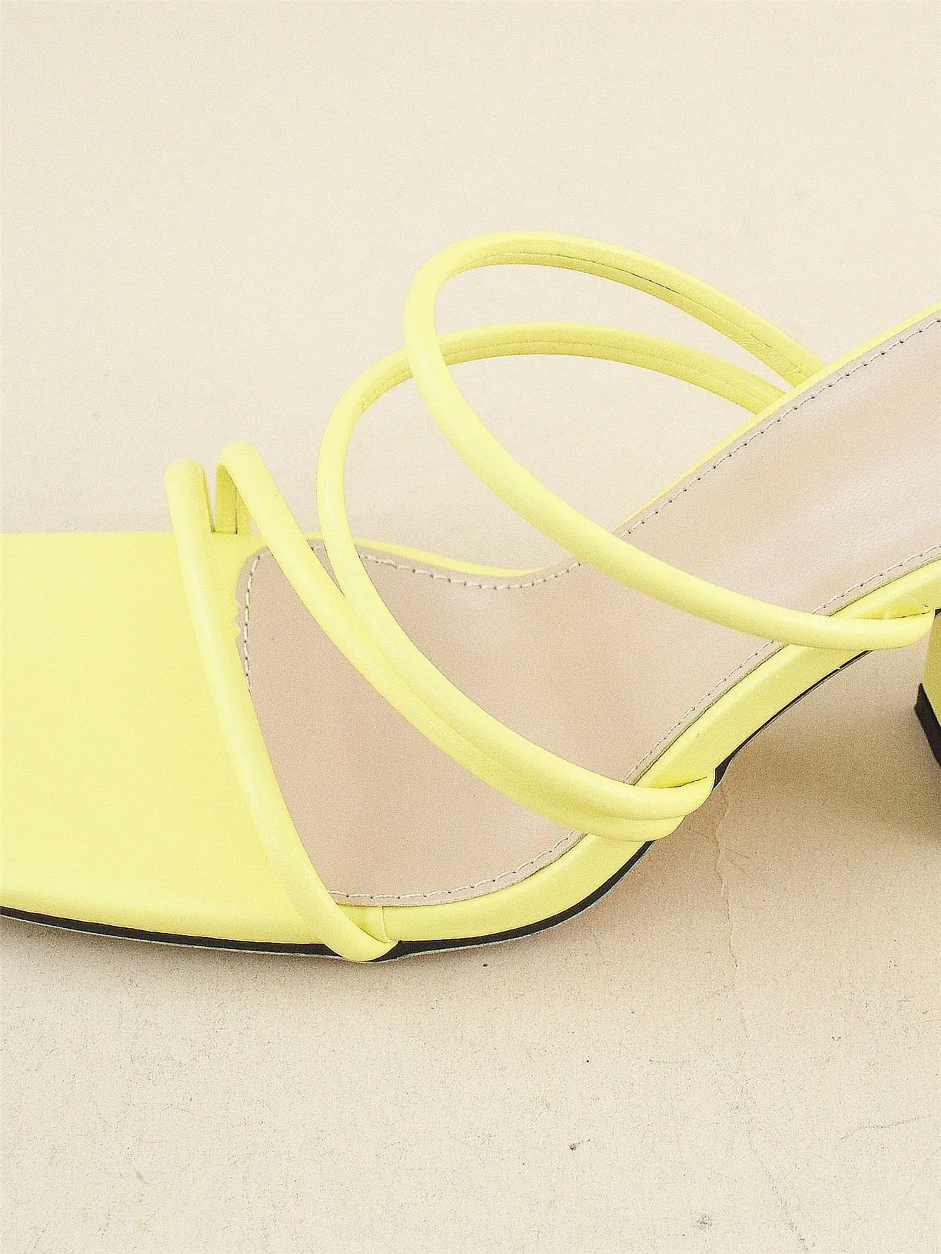 Thin Strap Chunky Heeled Mule Sandals