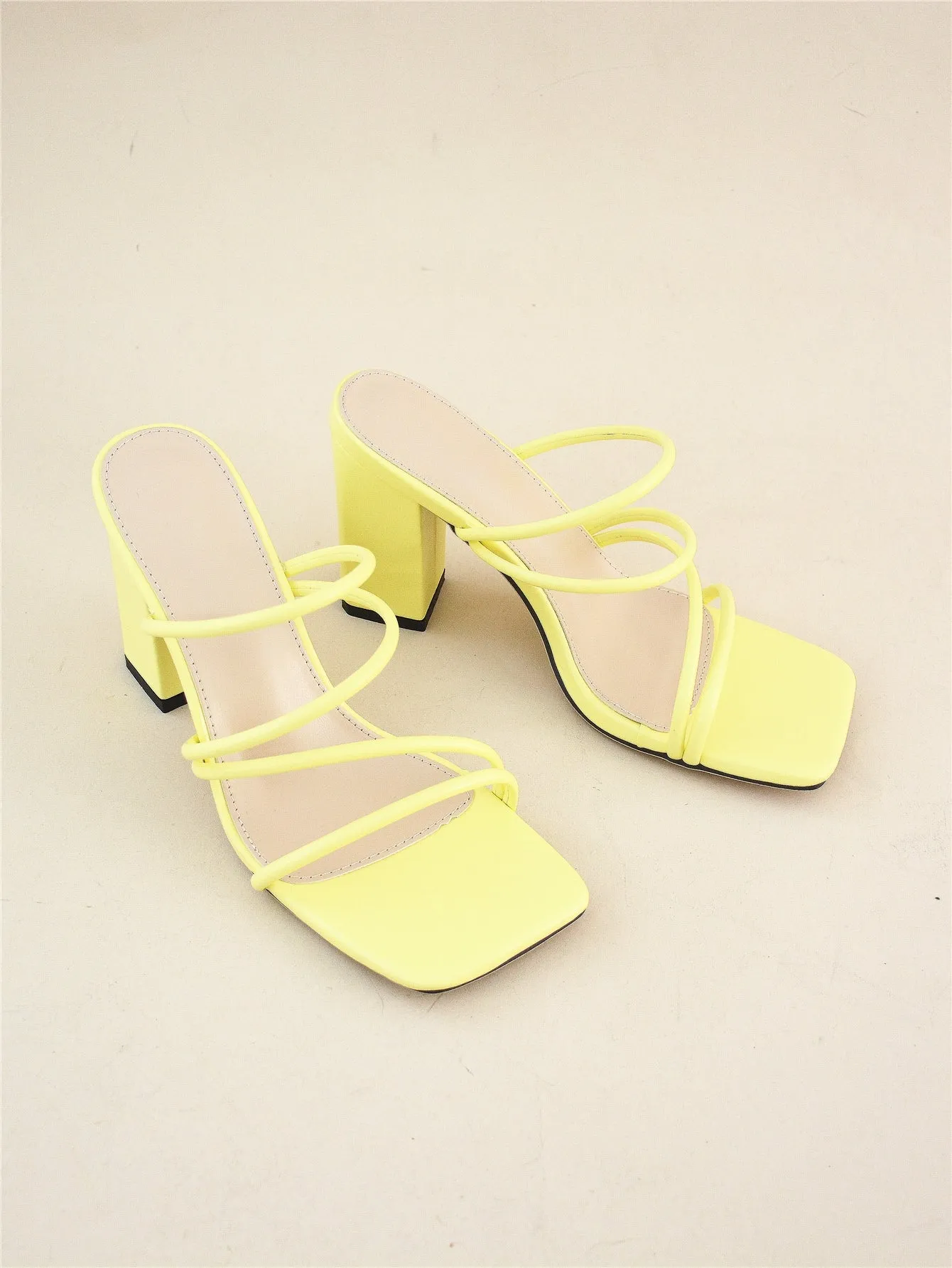 Thin Strap Chunky Heeled Mule Sandals