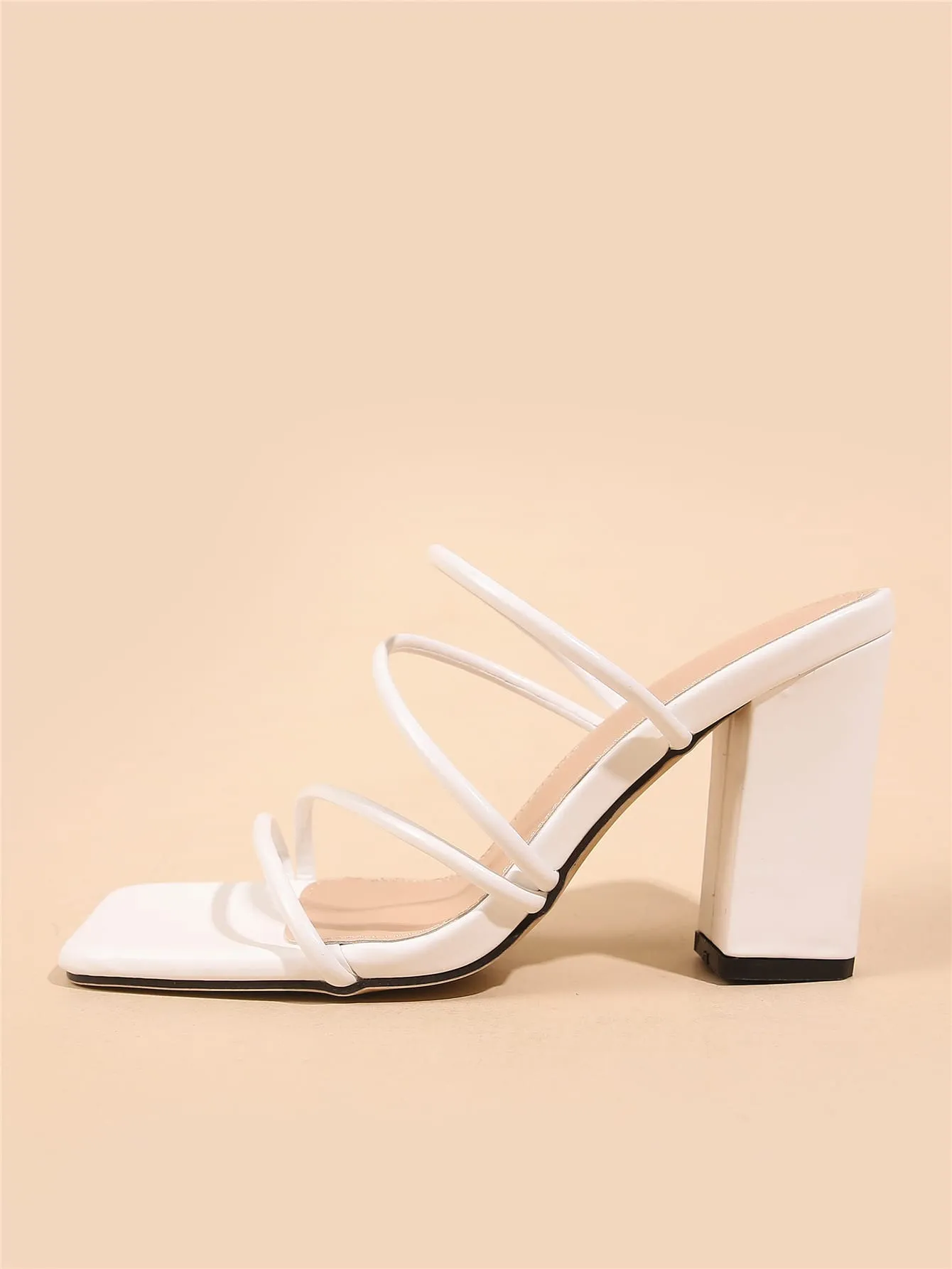 Thin Strap Chunky Heeled Mule Sandals