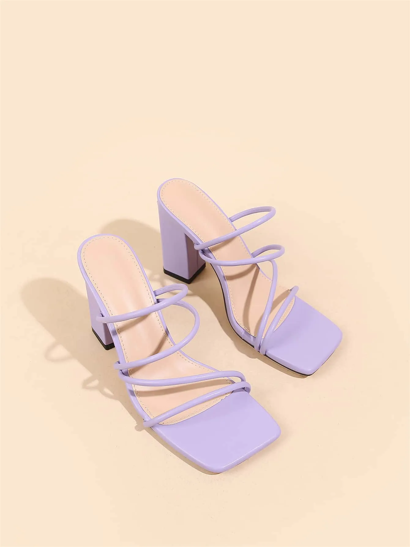 Thin Strap Chunky Heeled Mule Sandals