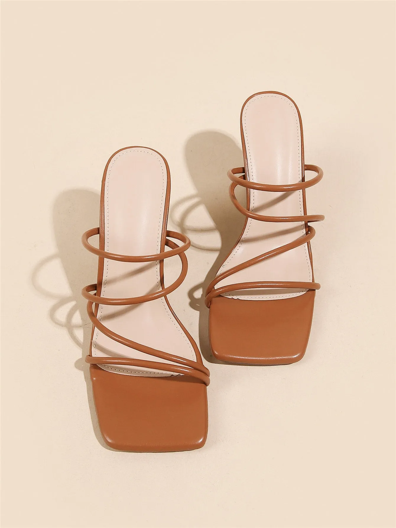 Thin Strap Chunky Heeled Mule Sandals