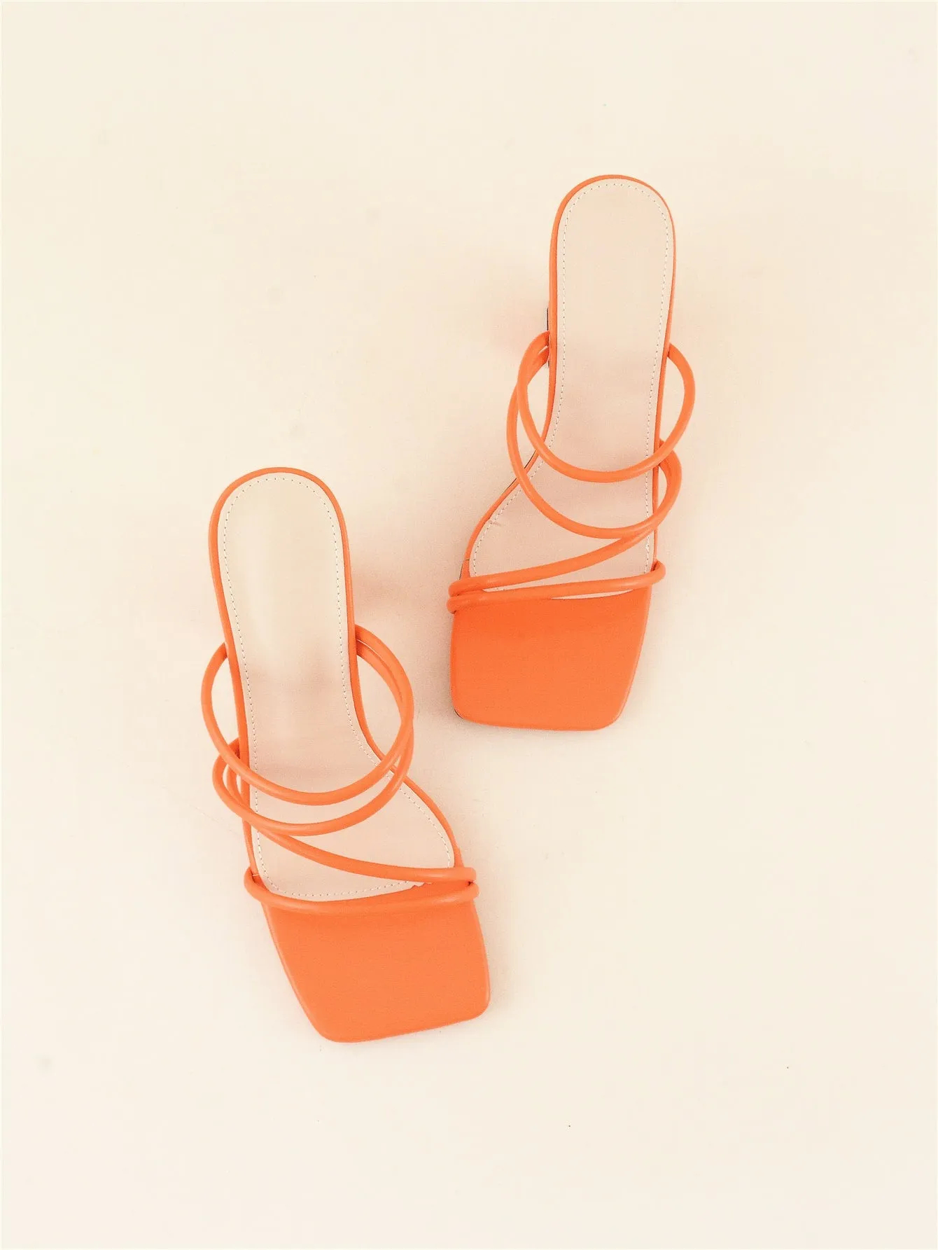 Thin Strap Chunky Heeled Mule Sandals