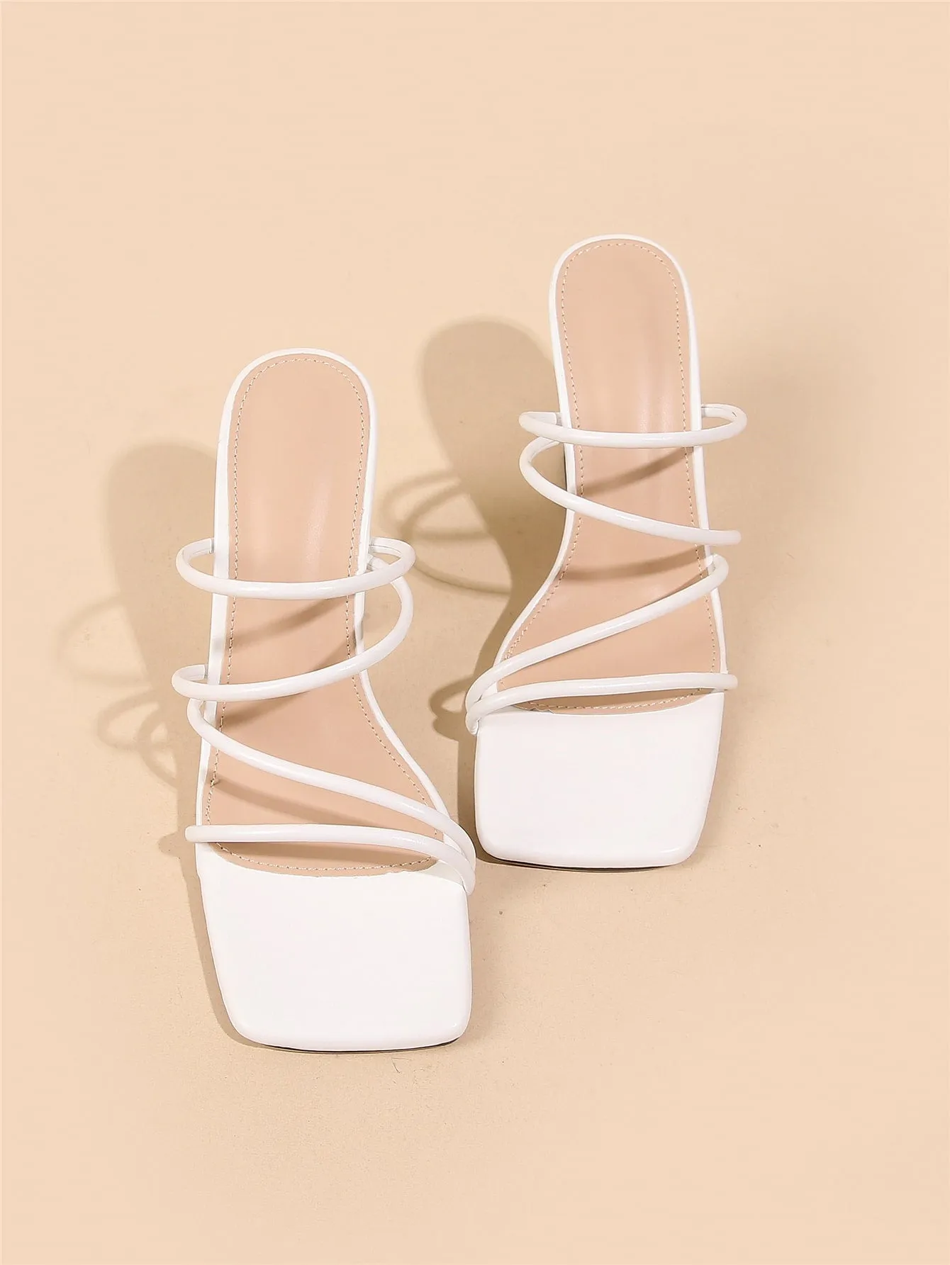 Thin Strap Chunky Heeled Mule Sandals