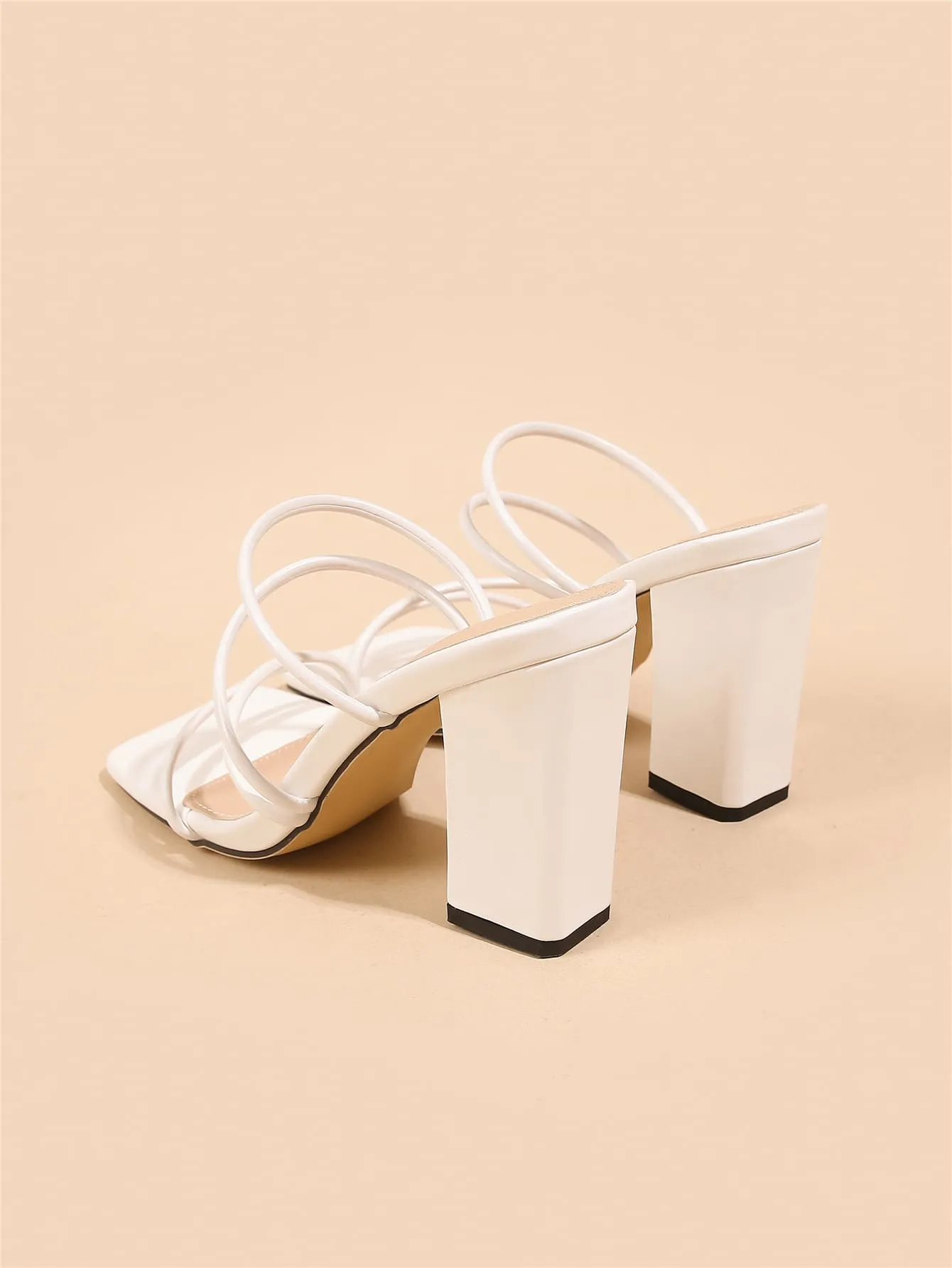 Thin Strap Chunky Heeled Mule Sandals