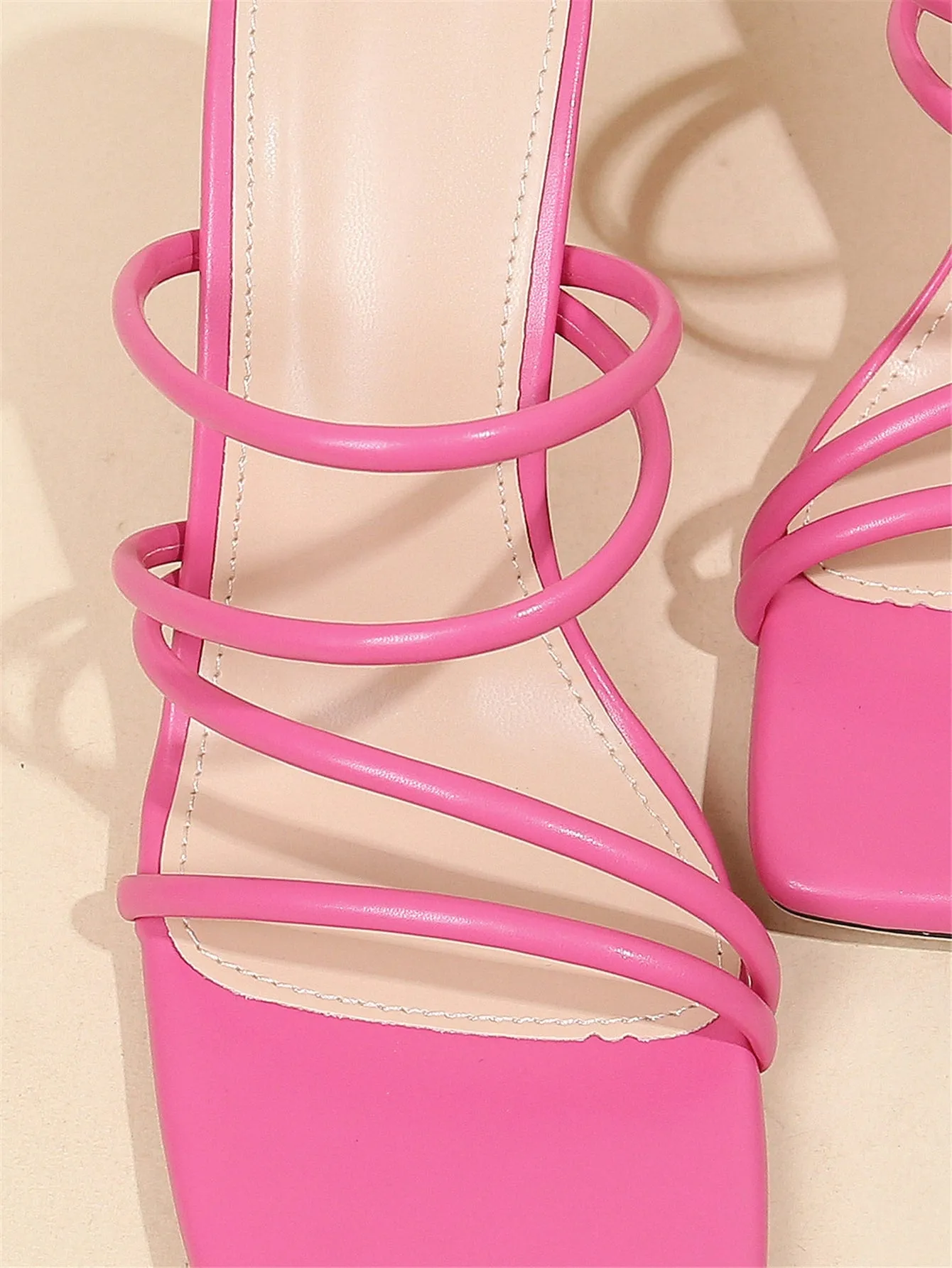 Thin Strap Chunky Heeled Mule Sandals