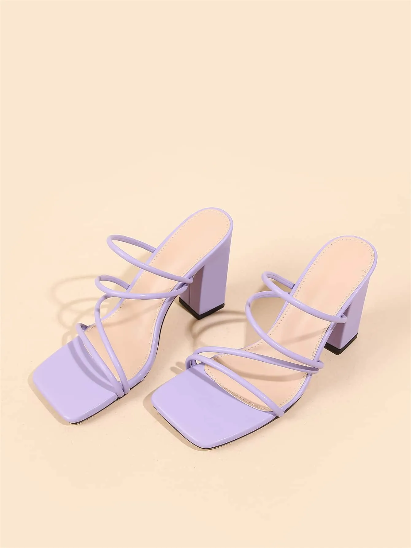 Thin Strap Chunky Heeled Mule Sandals