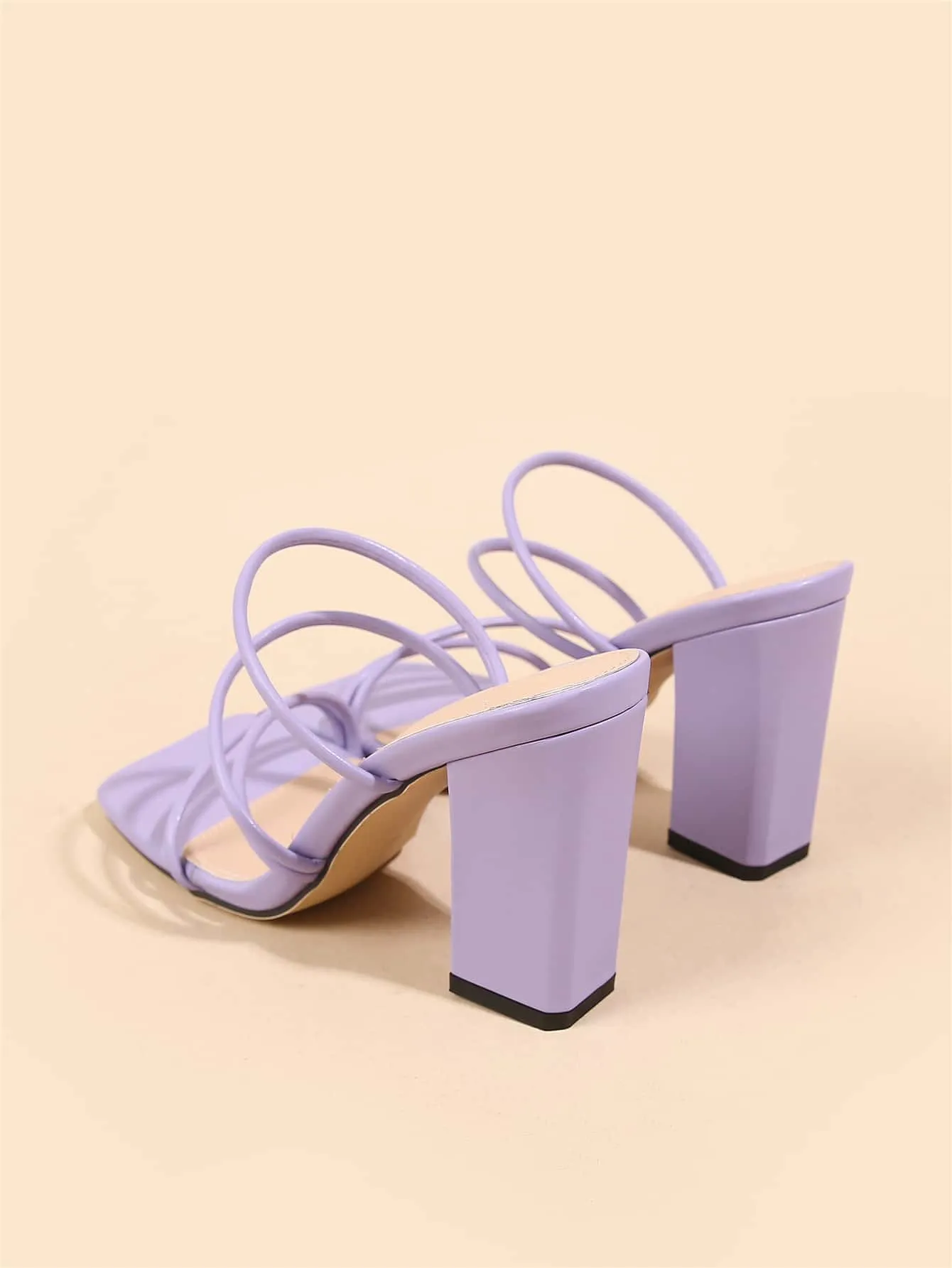 Thin Strap Chunky Heeled Mule Sandals