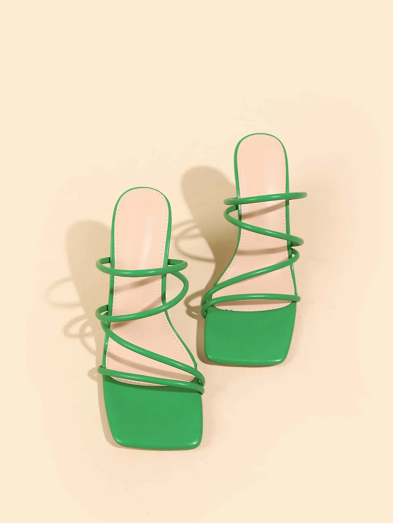 Thin Strap Chunky Heeled Mule Sandals