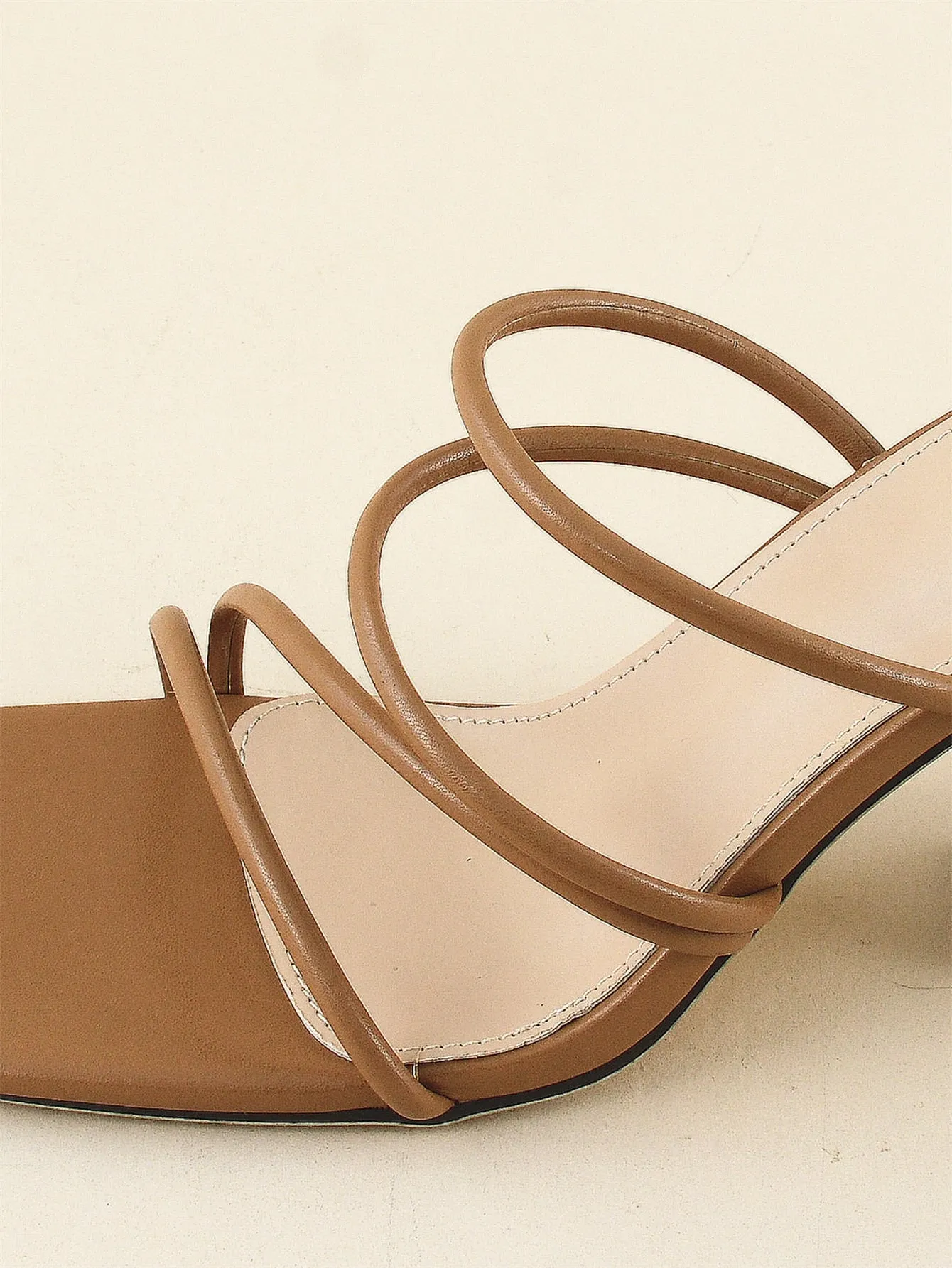 Thin Strap Chunky Heeled Mule Sandals