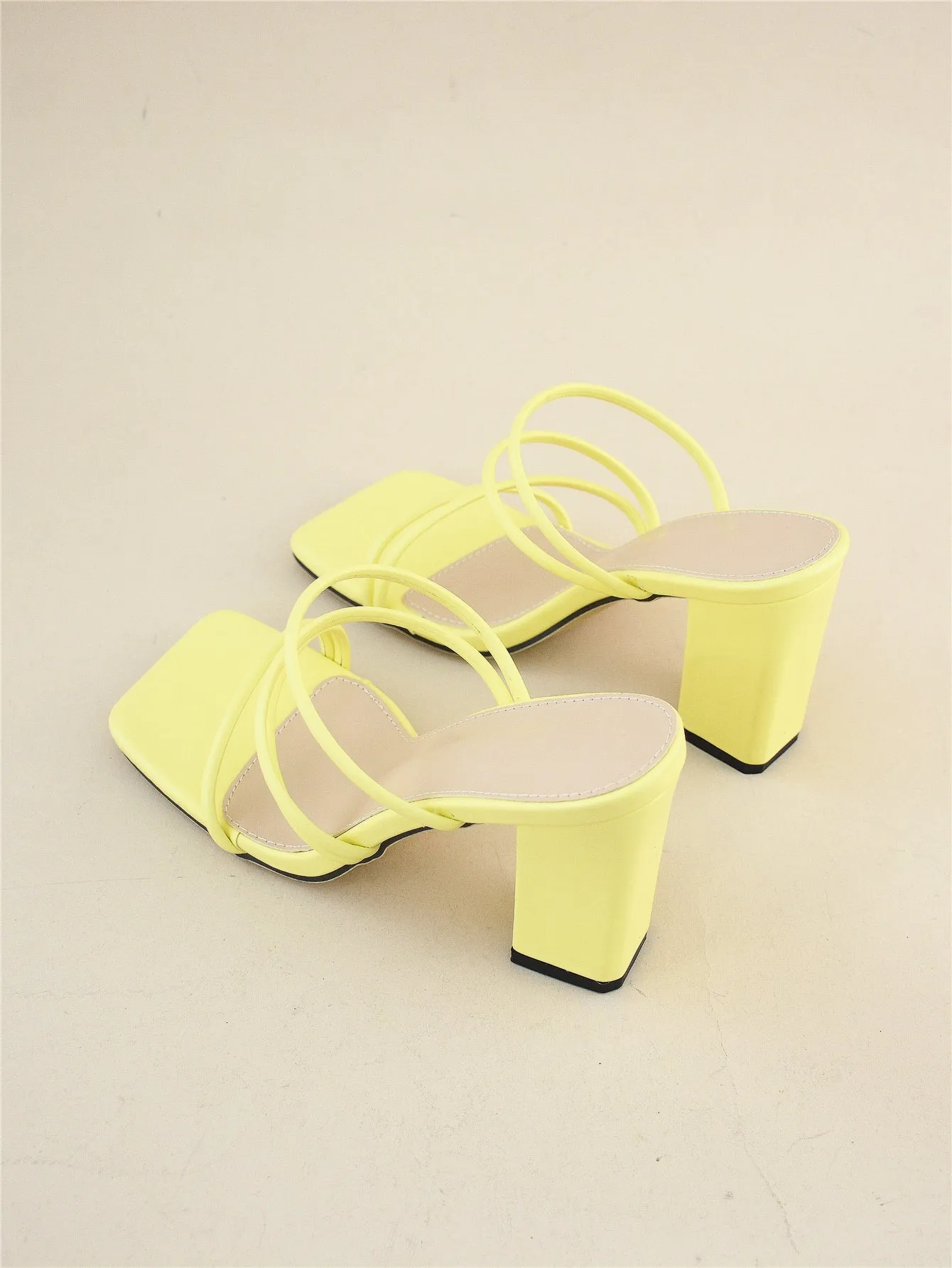 Thin Strap Chunky Heeled Mule Sandals