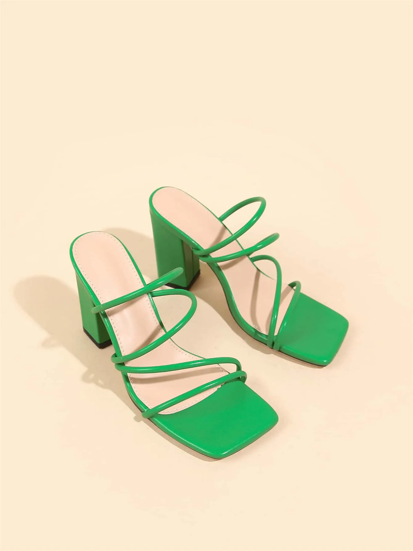 Thin Strap Chunky Heeled Mule Sandals