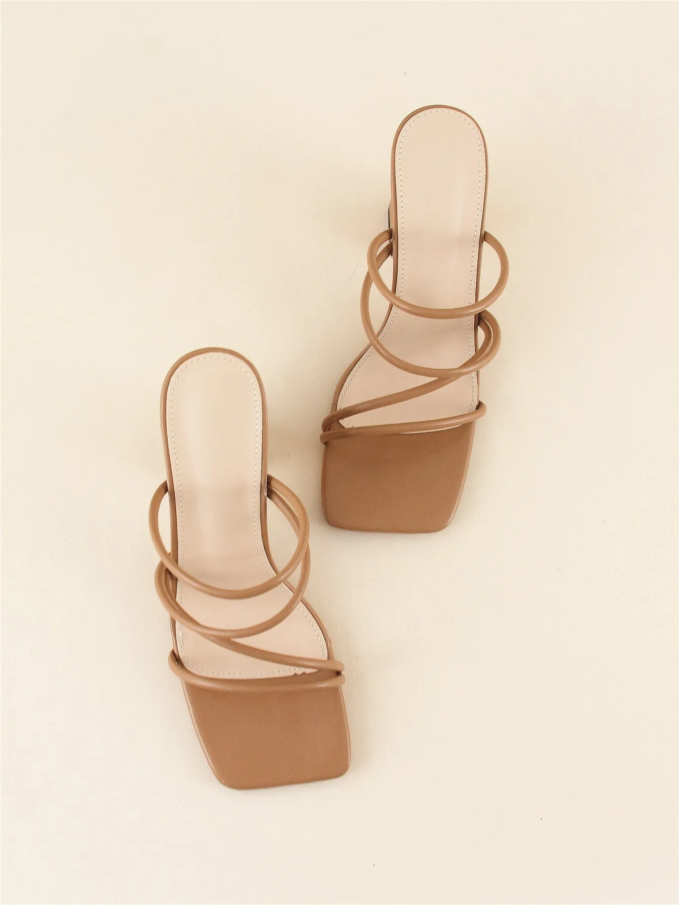 Thin Strap Chunky Heeled Mule Sandals