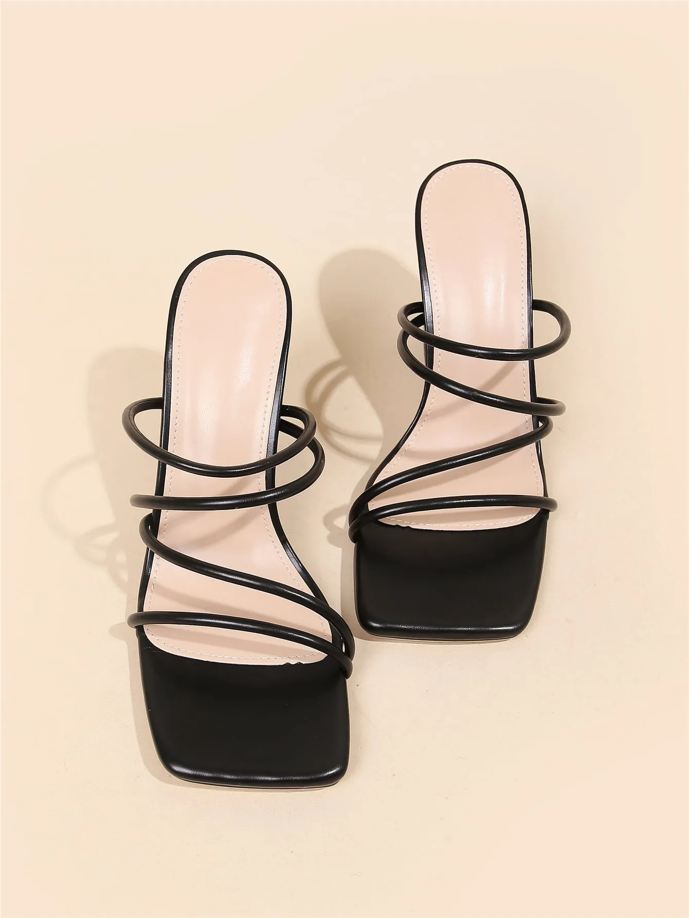 Thin Strap Chunky Heeled Mule Sandals