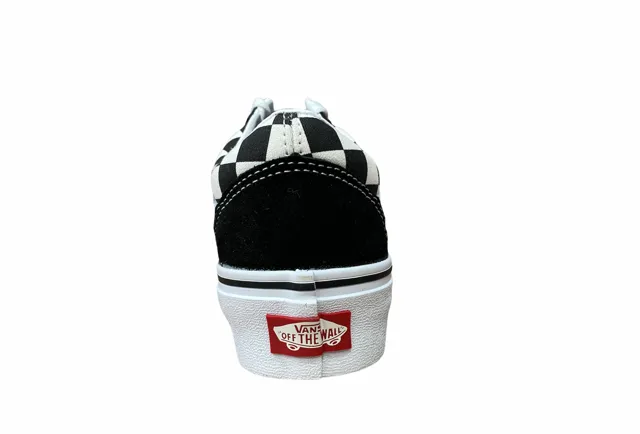 Vans scarpa sneakers da donna con zeppa Old Skool Platform VN0A3B3UHRK1 quadri nero bianco