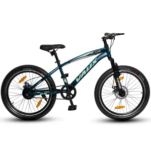 Vaux Blaze 24t Cycle for Boys & Girls with Disc Brakes, Single Speed MTB Cycle with Front Suspension, Alloy Rims,24x2.40inch Fat Tyre, Bicycle for Boys 10 to 15 Years(Greenish-Blue)