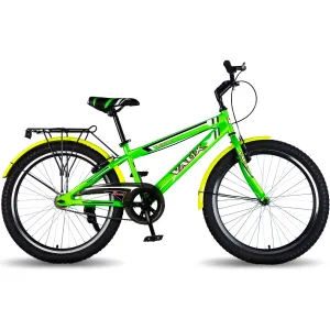 Vaux Excel Boys Cycle 24T with Carrier, 24inch Cycle with Steel Frame, Rigid Fork, Alloy Rims,24x2.40inch Ralson Tyre, Bicycle for Boys 10 to 15 Years (Neon)