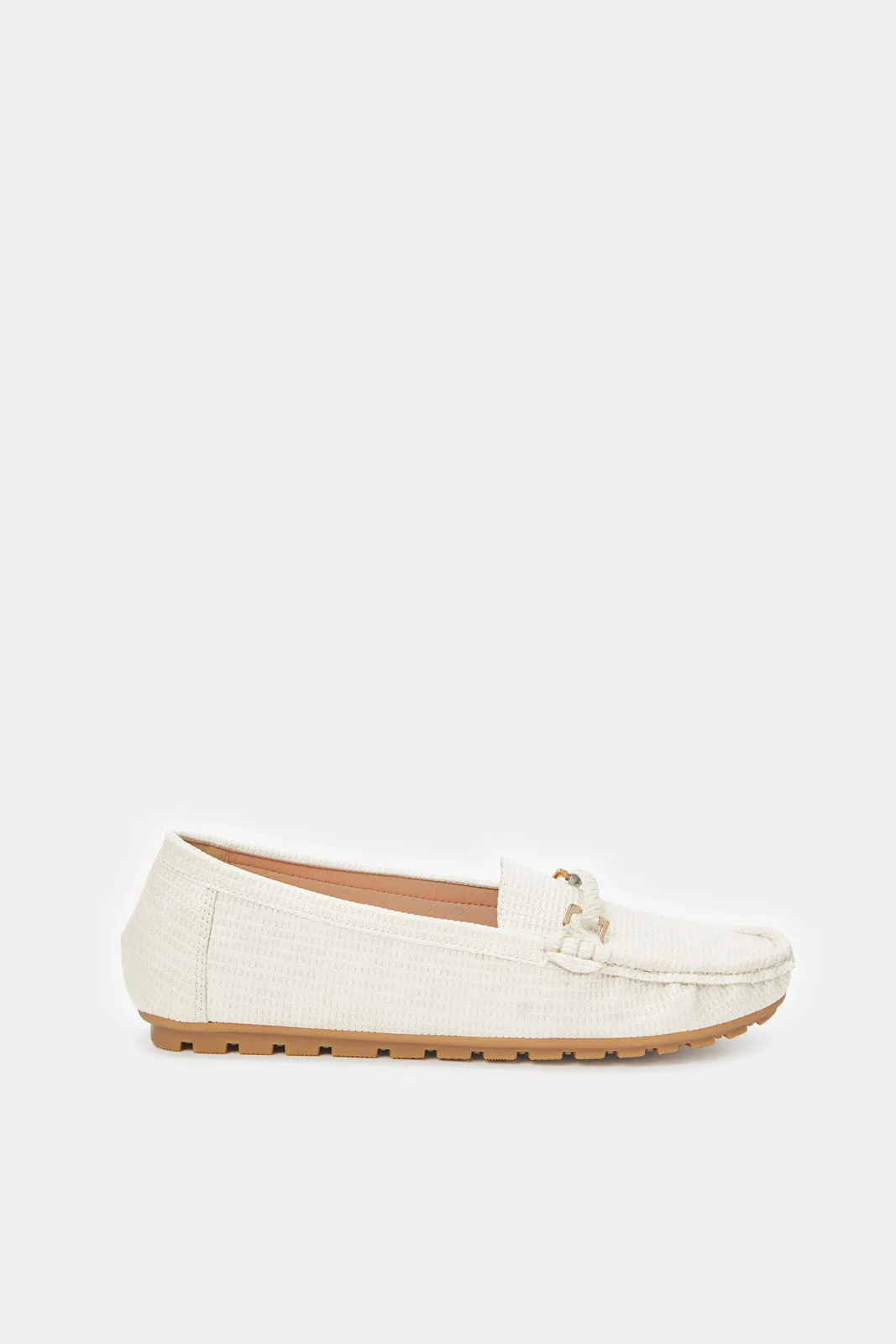 Women Ivory Embellished Moccasin