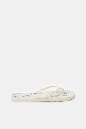 Women Ivory Floral Flip Flop