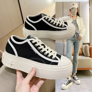 Women's Cruciate Flower Raise The Bottom Sports Versatile Canvas Shoes